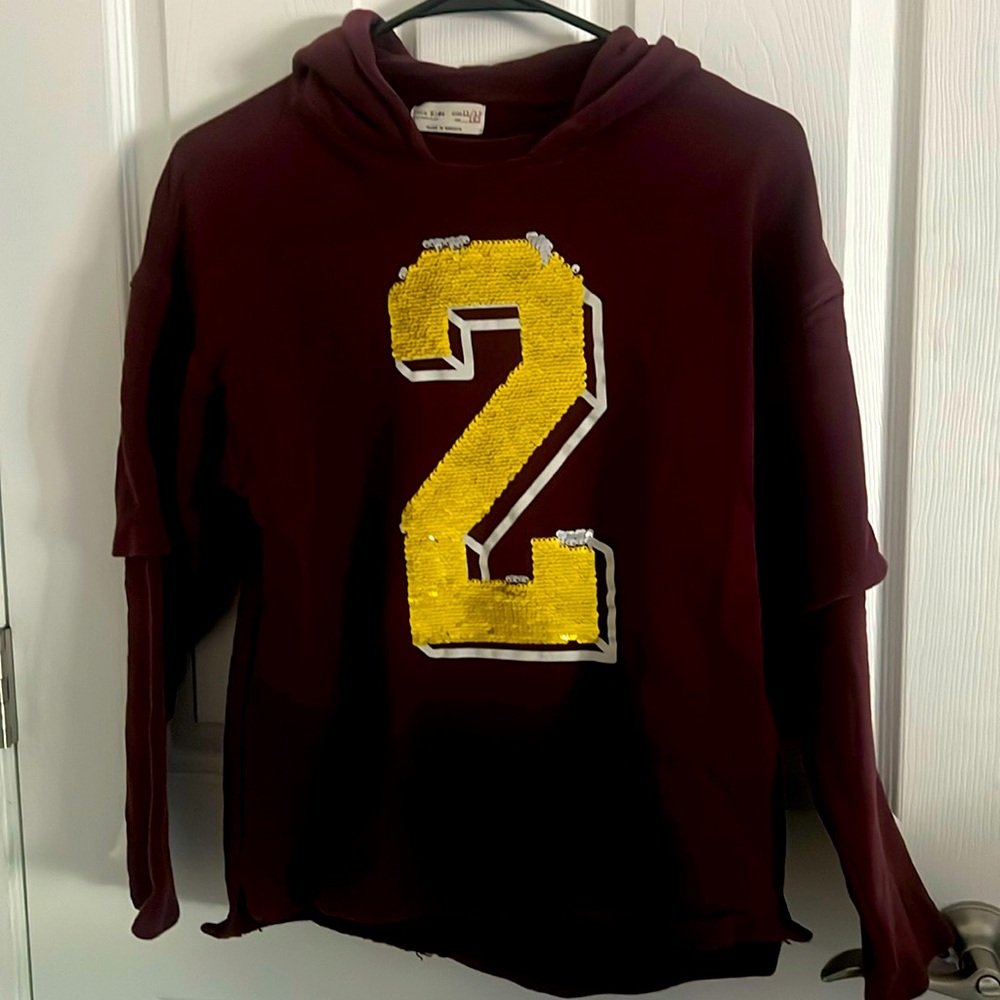 Great condition hoodie Maroon with sequin #2